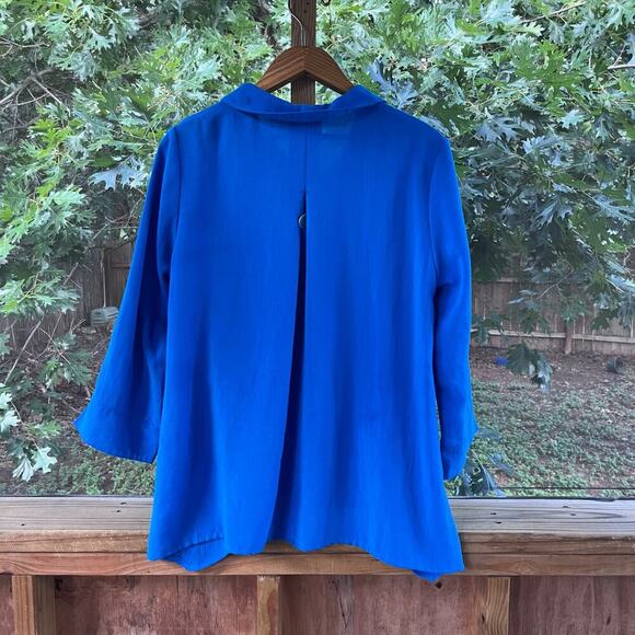 Fridaze Women's Royal Blue 100% Linen Button Front Top Size S - Picture 2 of 10